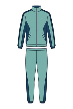 Modern Tracksuit Vector, Sporty Athletic Jacket and Pants Set Front View