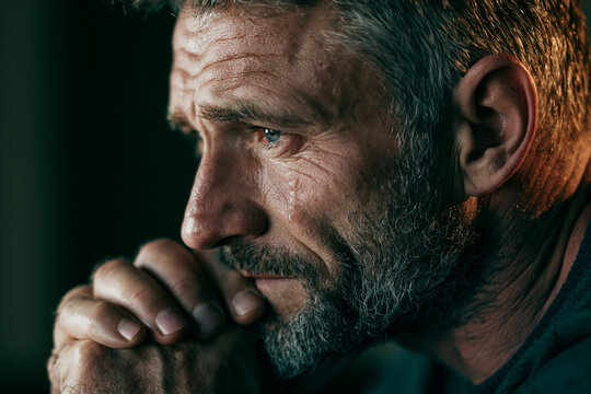 Portrait closeup bearded man distressed, portrait closeup bearded man distressed