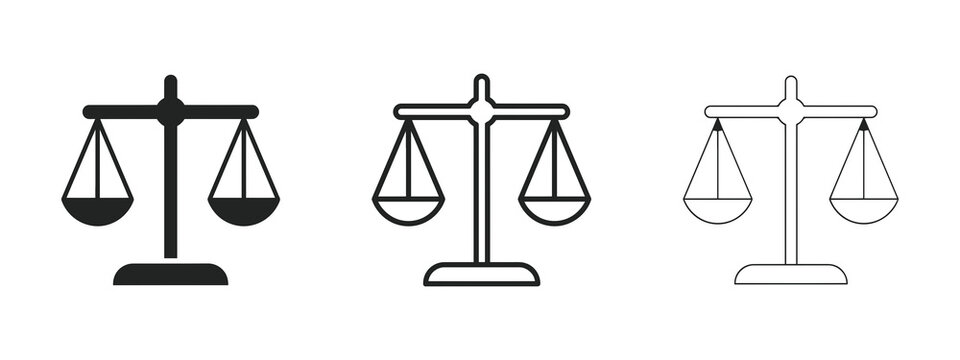 Scales Of Justice A Set Of Three Line Vector Illustrations