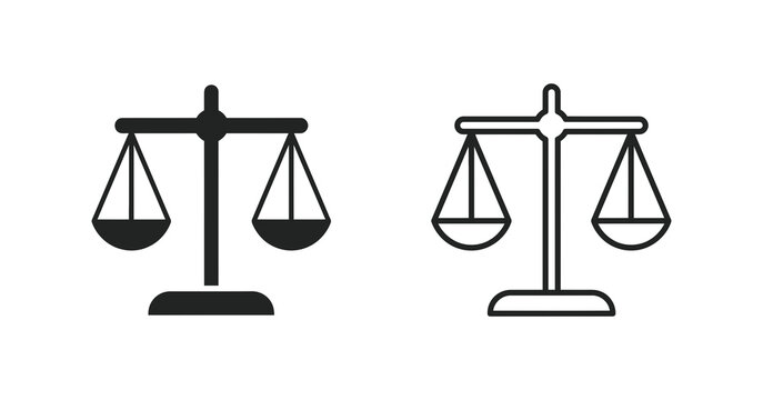 Scales of justice a black and outlined vector illustration