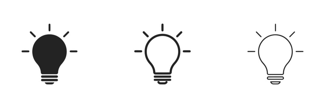 Three lightbulb silhouettes demonstrate varying fill styles and outlines