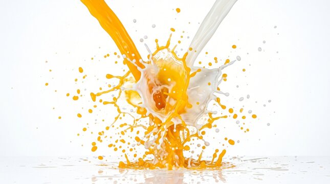 Orange Juice and Milk Splash Collision