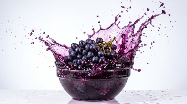 Grape Cluster Crashing in Grape Juice Splash