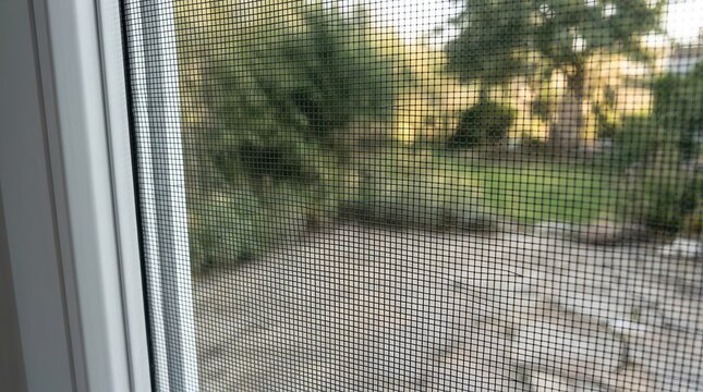 Fly screen mosquito net attached to window frame for insect protection