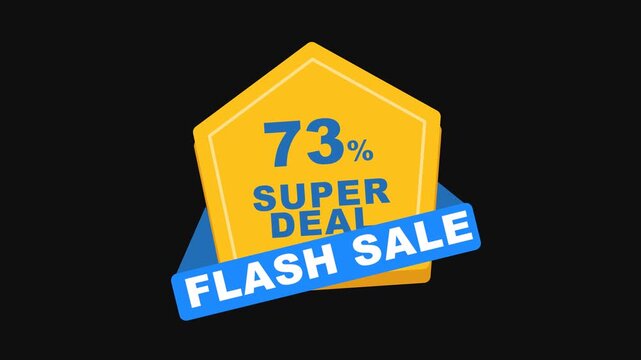 Super Deal Flash Sale Animated Discount Badges with Highlighted Numbers and Prominent Text Area, Promoting Big Savings, Limited Time Offers and Special Price Reductions for Retail and E-commerce