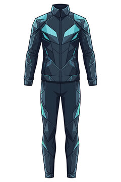 Futuristic Tracksuit Vector, Geometric Athletic Sportswear Set Front View