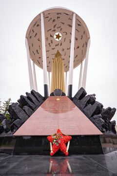 The "Cupola" monument commemorating the 84 paratroopers of the 6th Airborne Company. City of Pskov. Village of Cherekha. 08.07.2026 Russia	