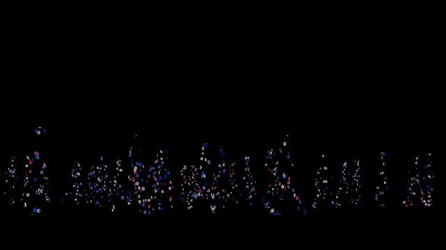a Walking Digital People animation with different changing numbers, 0 and 1