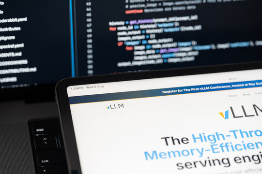 vLLM Ai company web page on program code background