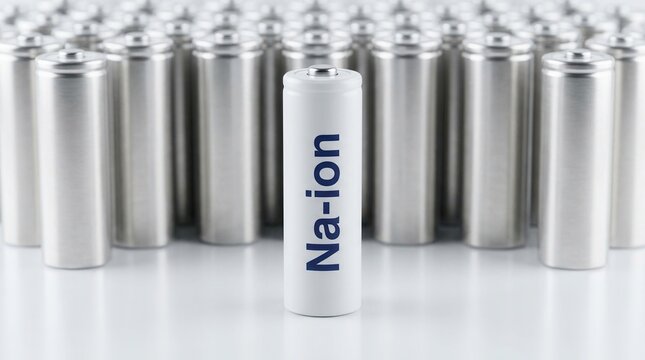 Future power solutions and advancements in energy storage alternatives represented by an array of sodium ion cylindrical cells