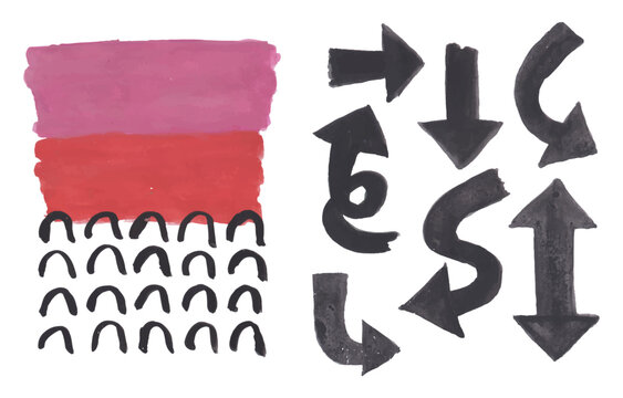 Hand Drawn Arrows and Abstract Shapes Set