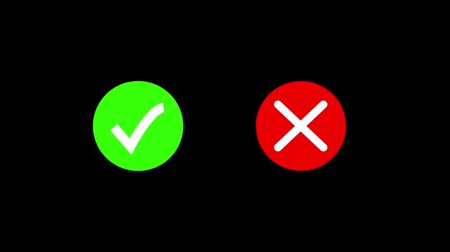 Yes No Green Check Mark and Red Cross X Icon Animation