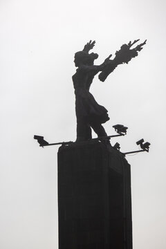 Close-up view of the Selamat Datang Monument in Jakarta
