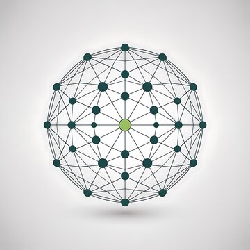 Abstract geometric sphere with interconnected nodes and lines on a light gray gradient background