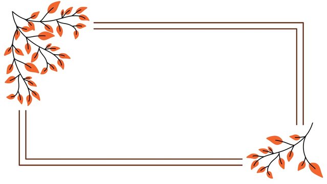 Orange Leaf Minimal Frame on white background.