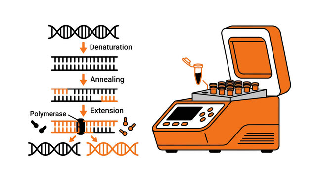 DNA PCR Amplification Process and Thermal Cycler Machine