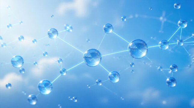Blue Molecular Network Web of Connected Spheres