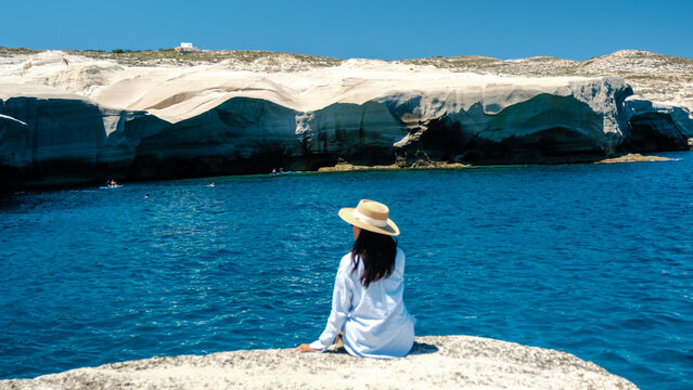 Discovering the stunning cliffs and azure waters at Sarakiniko in Milos, Greece