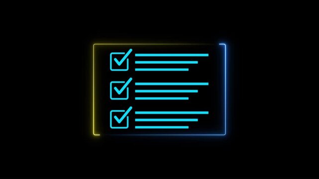 Digital list system concept on solid background. Focusing on productivity, task management, and checkmark for successful.