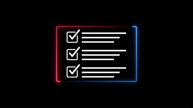 Digital list system concept on solid background. Focusing on productivity, task management, and checkmark for successful.
