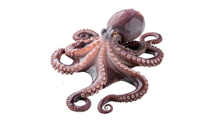 Wild purple octopus raw seafood swimming on black background isolated on transparent background © Ward