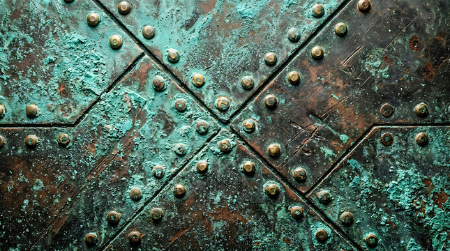 Rusty Metal Surface With Rivets Pattern