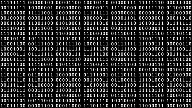 Digital binary code stream background, abstract technology data flow animation
