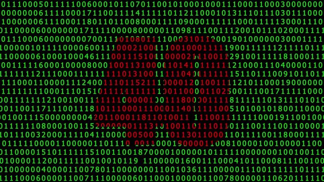 Digital human brain silhouette formed by streaming binary code data background, artificial intelligence