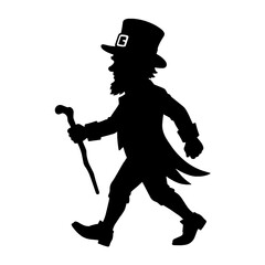 Fototapeta premium Leprechaun silhouette walking with a cane