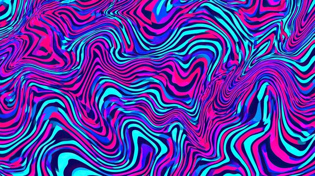 Psychedelic Neon Wavy Lines Abstract Pattern