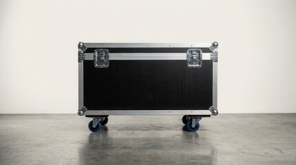 Transport of sensitive equipment in a heavy duty black flight case ready for touring and events