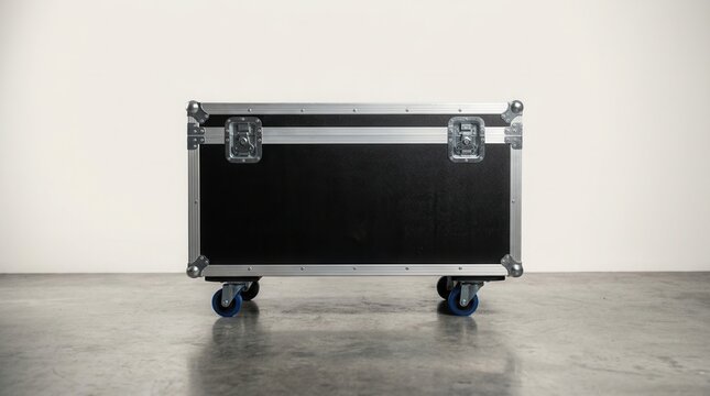 Transport of sensitive equipment in a heavy duty black flight case ready for touring and events