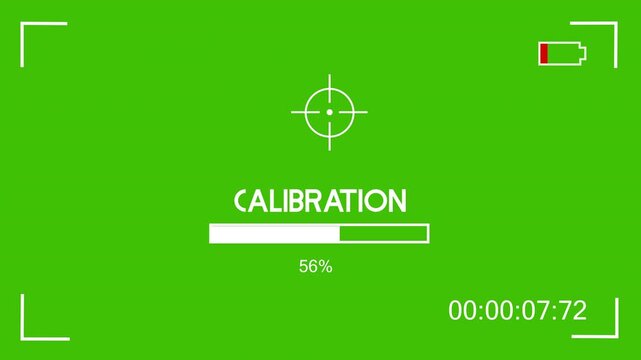 Digital system calibration interface with loading bar on green screen