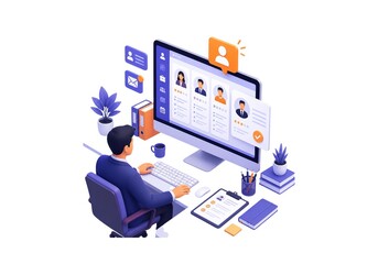 Naklejka premium Digital Business Intelligence Workspace