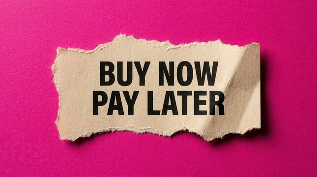 Ripped torn paper background featuring a Buy now pay later message and copy space.