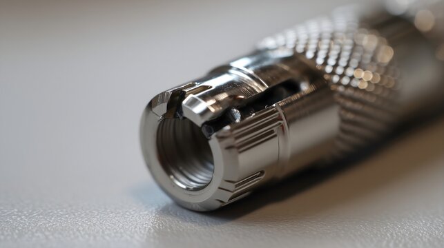 Detailed view of automated machinery performing threading and liner insertion on metallic caps