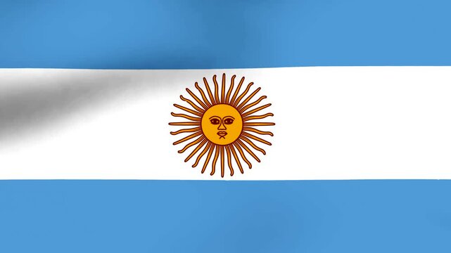 A highquality rendering of the national flag of Argentina with a waving fabric texture and the central golden sun emblem