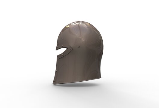 3d illustration of barbute helmet on white background