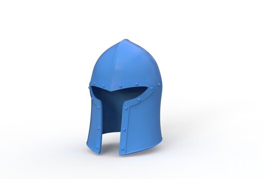3d illustration of barbute helmet on white background