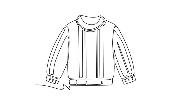 A comfortable knitted sweater designed for cool autumn weather.Autumn concept. Single line draw design. Full length animation illustration. High quality 4k footage