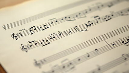 Fototapeta premium Classical music manuscript with flowing notes on aged paper.