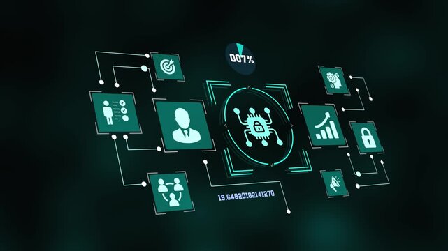 Cybersecurity network protection concept with digital lock, connected nodes, business analytics, secure infrastructure and data privacy.