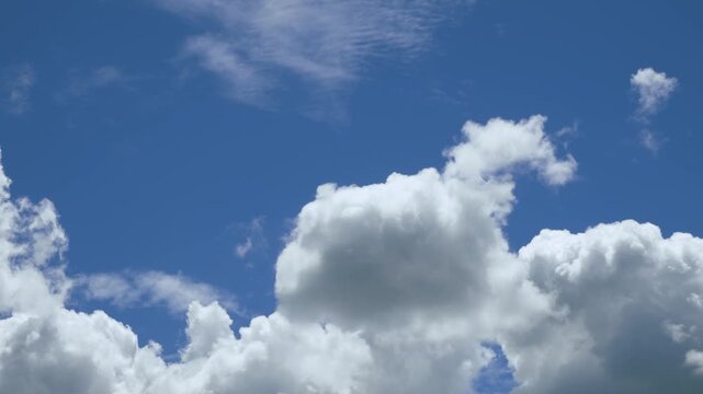 青空に浮かぶ白い雲、夏空のタイムラプス動画背景
