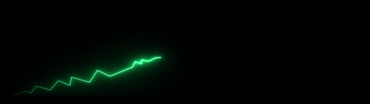Neon arrow business graph chart icon animation background with alpha channel. Neon arrow graph icon animation. up business graph icon animation.