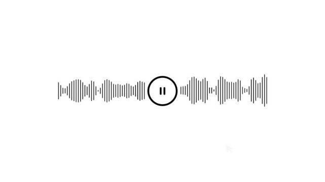 Cursor click with play button and microphone icon animation on white background with alpha channel. Music bar in microphone icon of motion graphics.