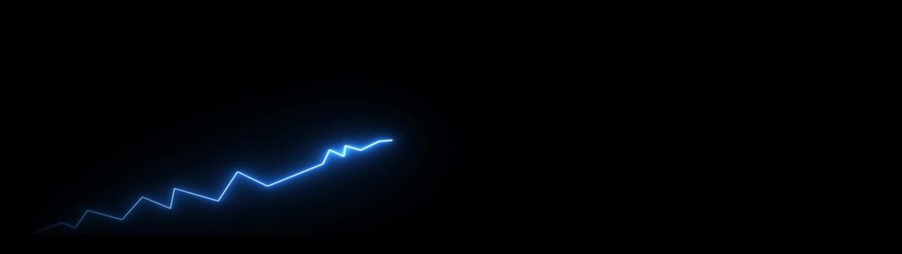 Neon arrow business graph chart icon animation background with alpha channel. Neon arrow graph icon animation. up business graph icon animation.