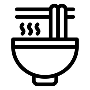 Hot Ramen Noodle Soup Line Icon