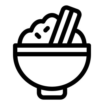 Asian Rice Bowl Chopsticks Line Icon