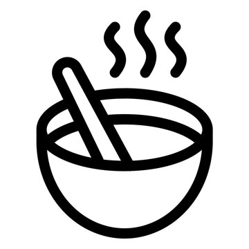 Hot Soup Bowl Spoon Line Icon