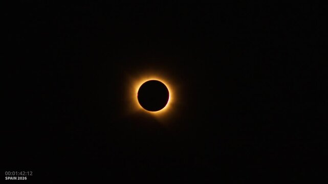 Eclipse Solar. Espa&ntilde;a 2026. Burgos Salida del sol. Timeline.